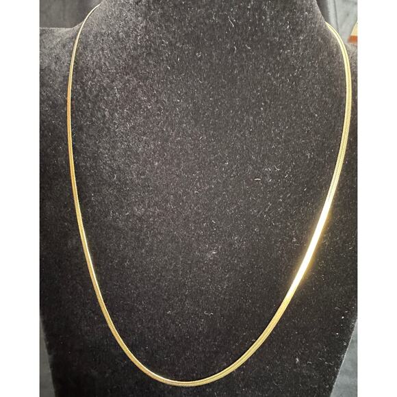 22" Gold Snake Chain Necklace – 3 mm Wide, Stainless Steel Gold-Tone, New N123 - Picture 3 of 4